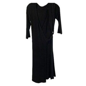 Women's‎ Classic 3/4 Sleeve V Neck Casual Party Work Black Wrap Dress